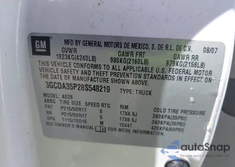 2008 Chevrolet Hhr Panel Lt из США, поврежденный, VIN 3GCDA35P28S548219